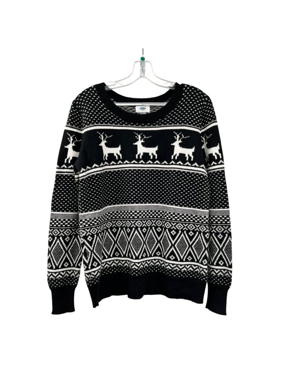 Old Navy Womens Knit Reindeer Sweater Black/White Size Large